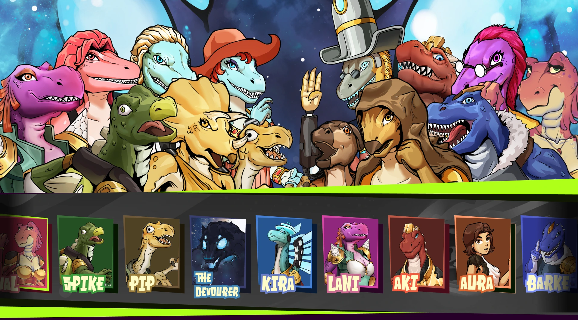 The dinosaur cast of Dino Loco